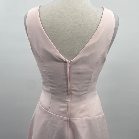 JJs House Chiffon Mini Dress Fit & Flare Pleated Bodice Vneck Blush Pink NEW 8 - Picture 8 of 13